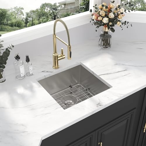 Kichae 12“ Deep Laundry Sink Undermount - 24 Inch Black Undermount Utility Sink Stainless Steel Single Bowl Under Counter Handmade Laundry Utility Room Basin