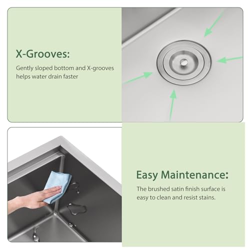 25 Inch Utility Laundry Sink Drop In 16 Gauge Stainless Steel Single Bowl Laundry Room Sink Laundry & Utility Room Kitchen Sinks 25