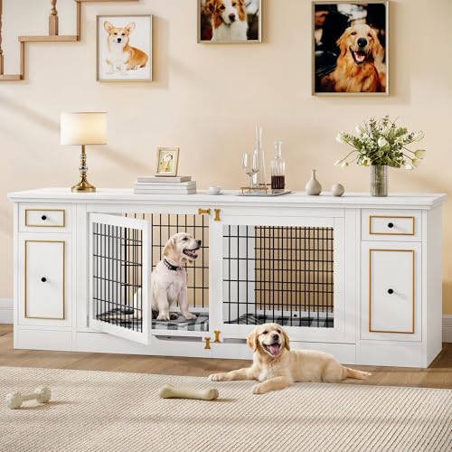 YITAHOME Double Dog Crate Furniture with Tray, 79