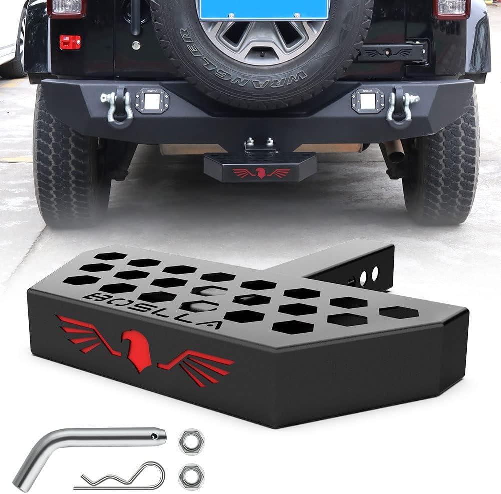 Boslla Hitch Step fits 2 inch Rear Hitch Receiver Universal for Most Cars SUV Trucks Pickups, Heavy Duty Rear Bumper Guard Protector, Anti-Slip & Anti-Rust Pack of 2