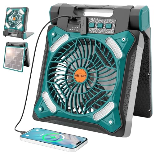 Solar Fan Battery Powered Rechargeable Solar Camping Fan with Led Lantern Power Bank Foldable Angle USB Personal Fans for Travel Outdoor CampingTents camping essentials X98 Orange