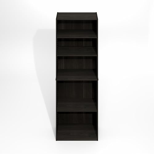 Furinno Gehry 5-Tier Bookcase, Bookshelf with Adjustable Shelves, White