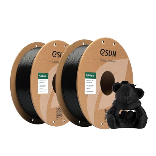 eSUN PLA Basic Filament 1.75mm, 1KG Spool (2.2 LBS) Fast Printing 3D Printer PLA Filament,Designed for Fast Printing, Black 2Pack
