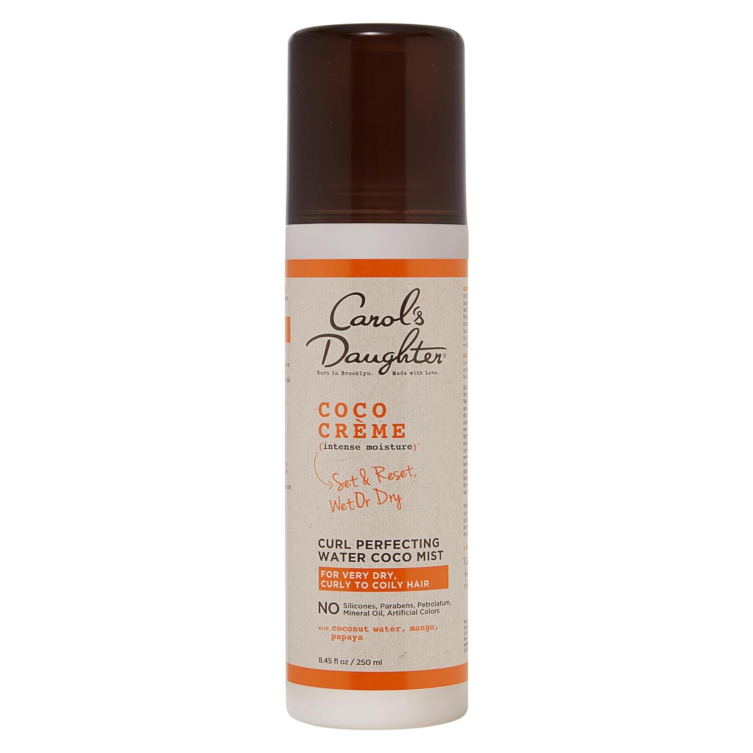 Carol’s Daughter Coco Creme Curl Perfecting Water Coco Mist, with Coconut Water, Silicone Free Curl Refresher Spray, Paraben Free Curl Activating Mist for Very Dry, Curly To Coily Hair, 5, 8.4 Fl Oz