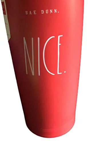 Rae Dunn NAUGHTY NICE 2-Sided Tumbler by Magenta Stainless-Steel Red 17 oz. Christmas Holiday Winter