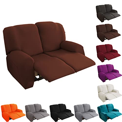Loveseat Recliner Slipcover, 2 Seat Stretch Reclining Love Seat, Slipcover Recliner Loveseat Sofa Cover with Side Pocket, Anti-Slip Elastic Chair Covers Furniture Protector for Kids, Pets, Dog and Cat