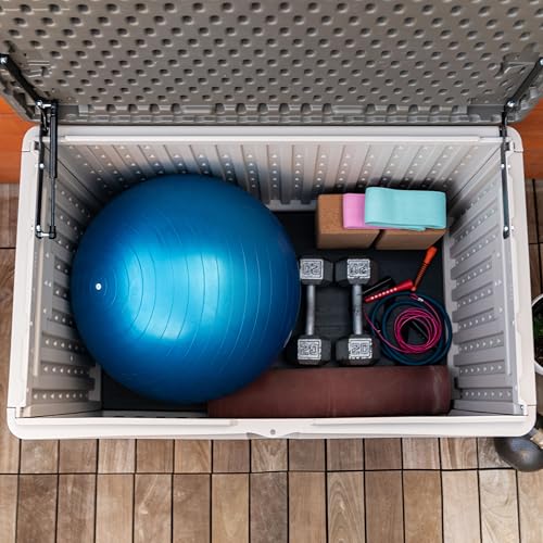 Lifetime 60012 Extra Large Deck Box, 130 Gallon, Desert Sand/Brown