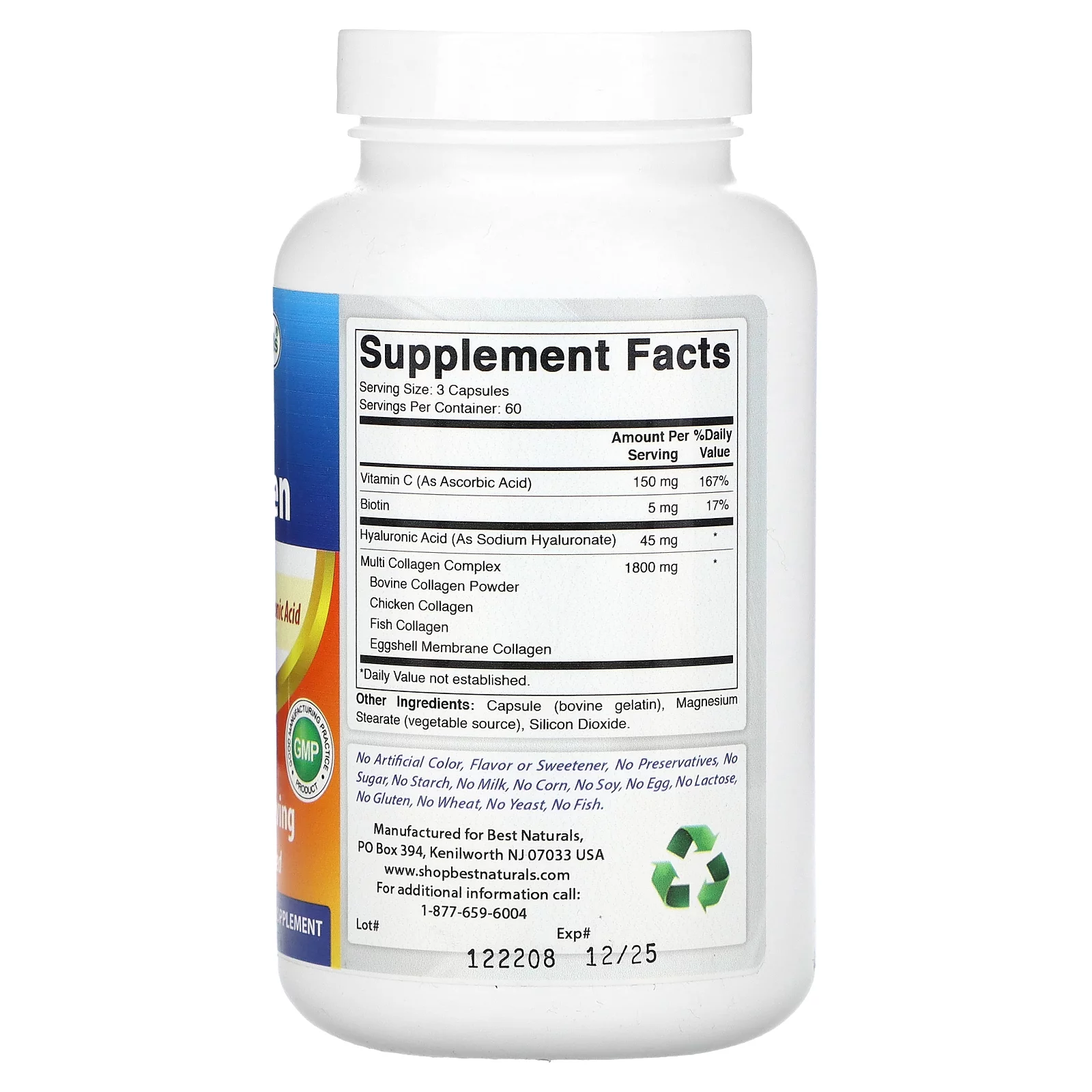 Best Naturals Multi Collagen, 2,000 mg, 180 Capsules (666 mg per Capsule)