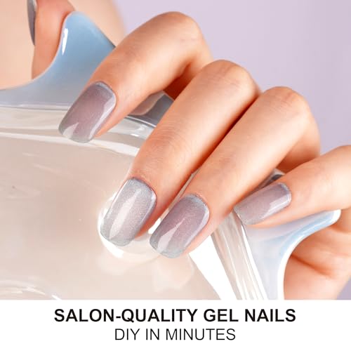 DANNI & TONI Semi Cured Gel Nail Strips Christmas Santa Claus Snowflakes Cat Eye Gel Nail Wraps 28 Stickers | Mistletoe Meow