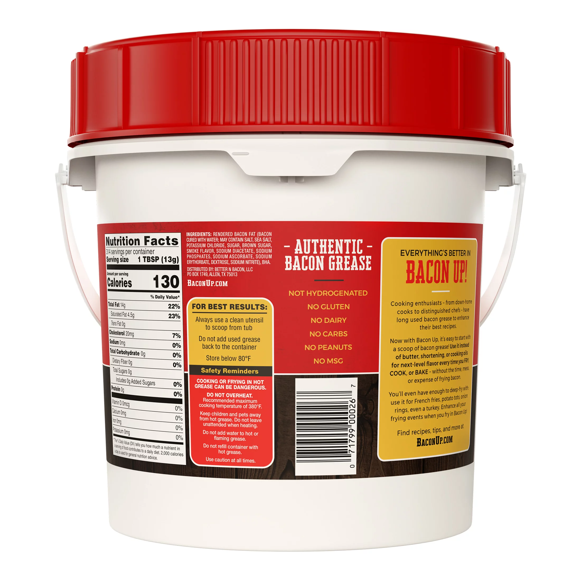 Bacon Up Bacon Grease, 9lb Pail - Fry, Cook, Bake