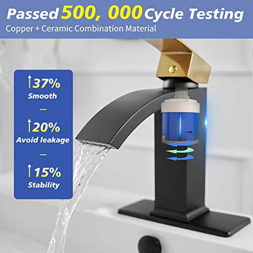 Brushed Nickel Vessel Sink Faucet, Waterfall Bathroom Faucets, Tall Spout Single Handle Single Hole Bathroom Faucets with Pop Up Drain and Without Overflow Basin Faucet Supply Line