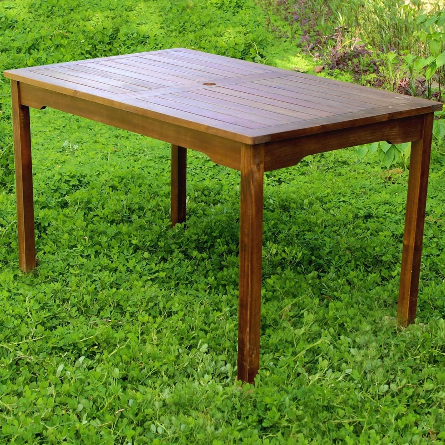 International Caravan Highland Acacia Outdoor Rectangular Patio Dining Table