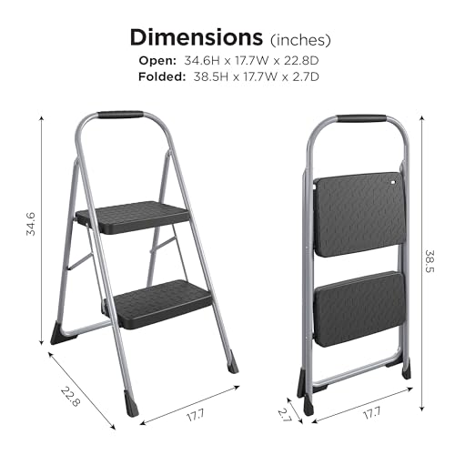 COSCO 2-Step Big Step, Steel Step Stool, Gray