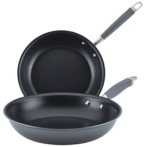 Anolon Advanced Home Hard-Anodized Nonstick Skillets (2 Piece Set- 10.25-Inch & 12.75-Inch, Moonstone) & Advanced Home Hard Anodized Nonstick Sauce Pan/Saucepan
