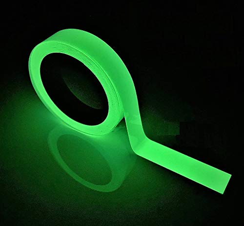 Glow in The Dark Tape - 33 FT X 0.5 Inch Luminous Photoluminescent/Luminescent Emergency Roll Safety Egress Markers Stairs, Walls, Steps, Exit Sign. Glowing Pro Theatre Stage Floor