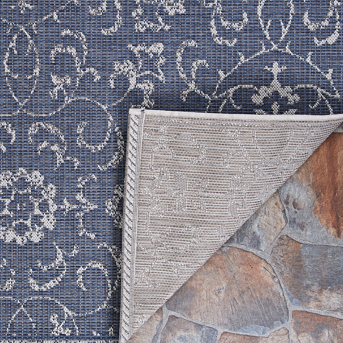 Couristan Monte Carlo Summer Vines Indoor / Outdoor Area Rug, Navy-Ivory, 7'6