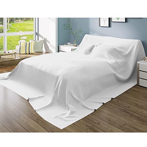 Furniture Dust Cover for Bed Flat Sheets King Size, Mattress Protector Cover Flat Bed Sheets, Breathable Furniture Protector Cover for Bed, Washable-Light Grey-300x240cm(118x94in)