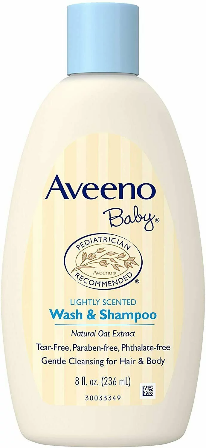 Aveeno Baby Wash & Shampoo Natural Oat Extract Lighty Scented, 8 Oz, 4-Pack