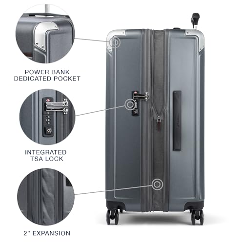 Travelpro Platinum Elite Hardside Expandable Carry on Luggage, 8 Wheel Spinner, TSA Lock, Hard Shell Polycarbonate Suitcase, Metallic Sand, Compact Carry on 20-Inch