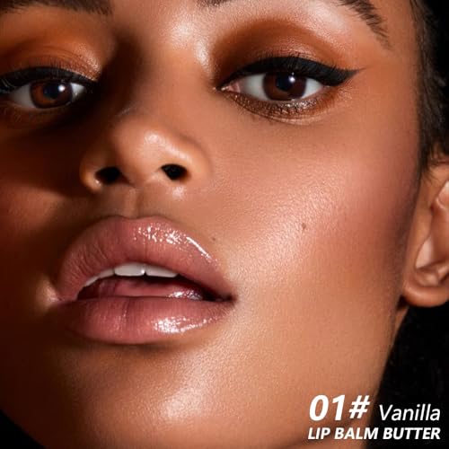 4 PCS Summer Special Lip Butter Balm – Ultra-Hydrating Lip Care with Shea Butter & Olive Oil, Soothes Dry Lips with Natural Tint & Gloss Effect, Lip Plumper Moisture & Light Lip Stain Finish