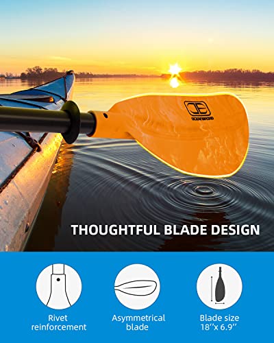 OCEANBROAD Adjustable Kayak Paddle 86in/220cm to 94in/240cm Kayaking Boating Canoeing Oar with Paddle Leash 1 Paddle