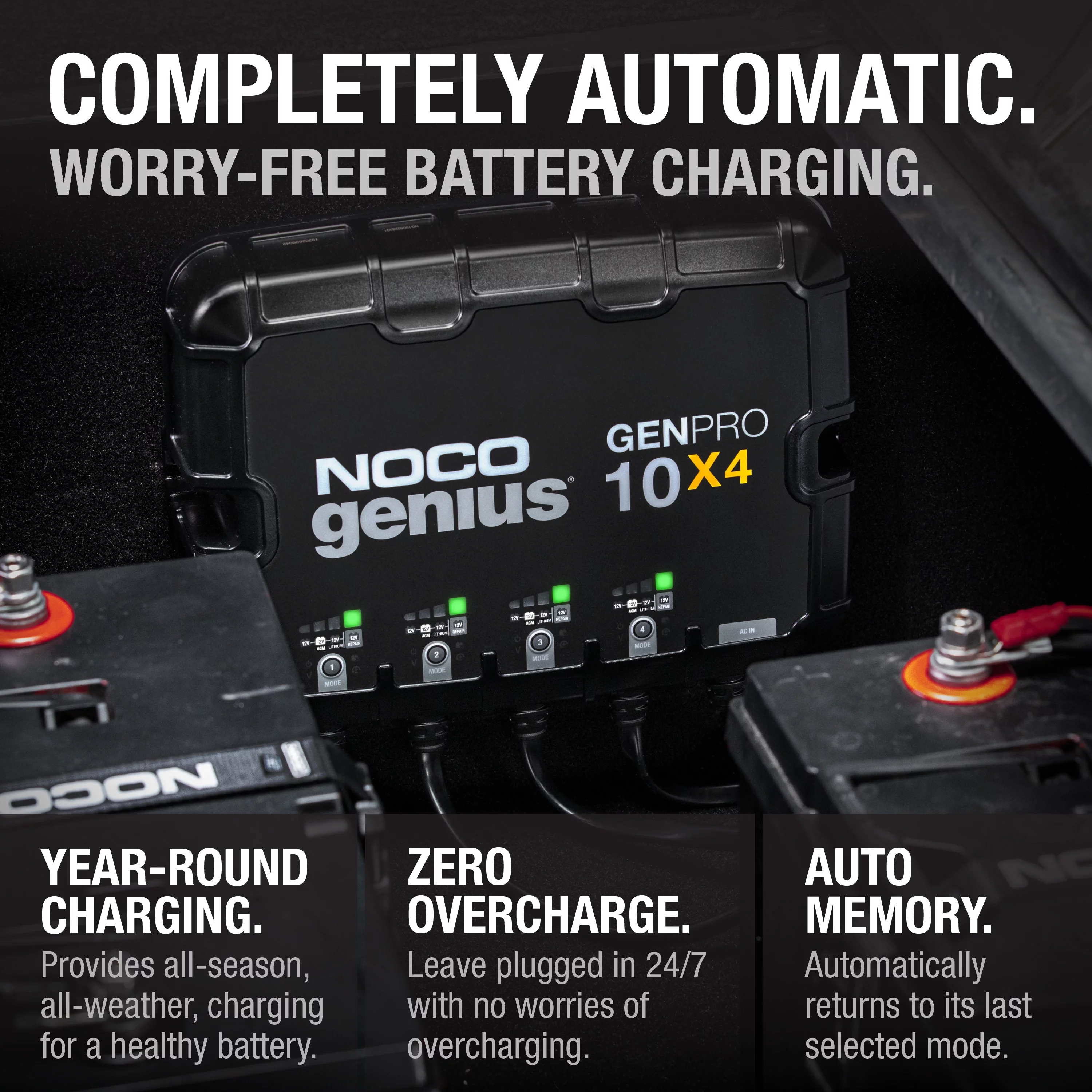 NOCO Genius GENPRO10X4 4-Bank 40A (10A/Bank) 12V Onboard Battery Charger