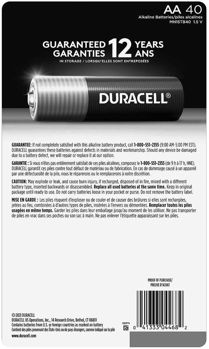 Duracell Coppertop Alkaline AA Batteries, 40-count, BROWN