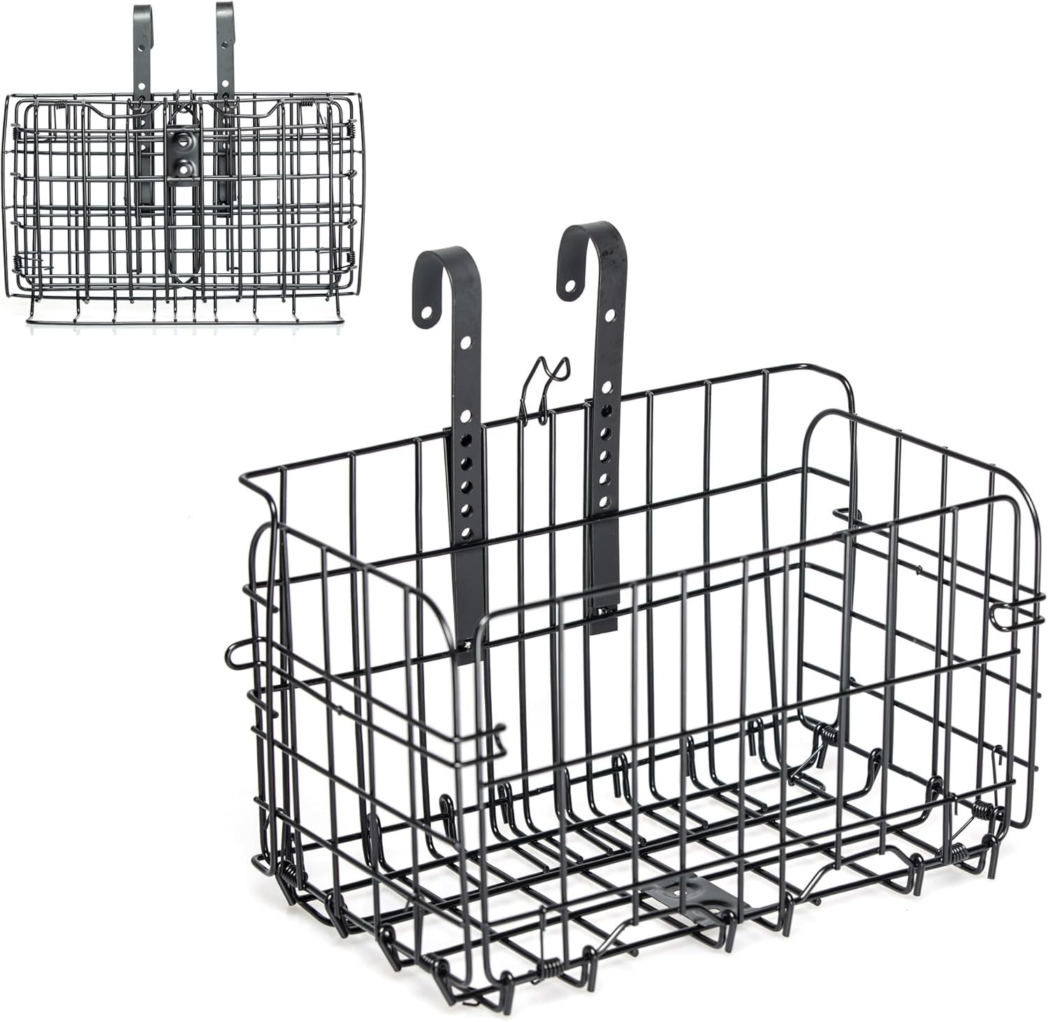 Folding Front Bicycle Basket Steel Black
