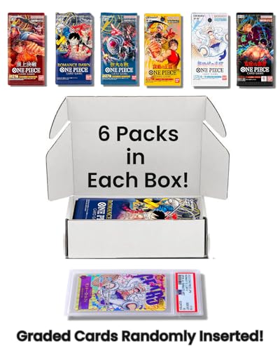 One Piece Cards (6 Sealed Packs) Potential Mystery Graded Card - Collection Starter Box│Japanese Version│1 Pack of Each Release (OP-01│OP-02│OP-03│OP-04│OP-05│OP-06)│1 in 20 Boxes Contains Graded Card