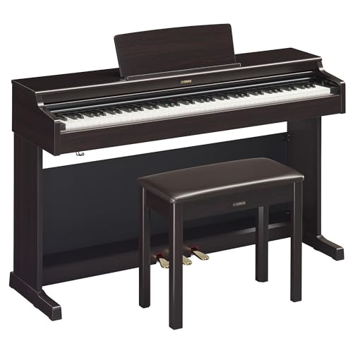 Yamaha Arius, 88-Key Weighted Action Digital Beginner and Intermediate Players, Dynamic Response, Grand Piano Sound, 3-Pedal Unit, Upright Design, Bench Included, Dark Rosewood (YDP105R)