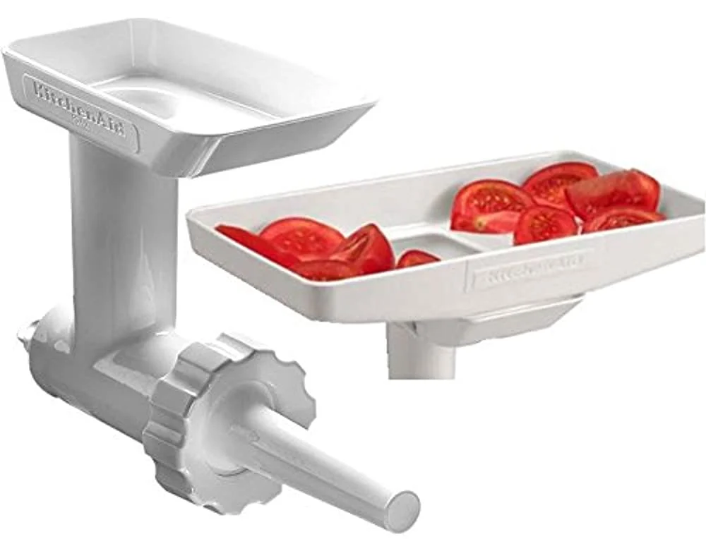 KitchenAid KSMGBC Food Meat Grinder Attachment with Sausage Stuffer Kit and Food Tray
