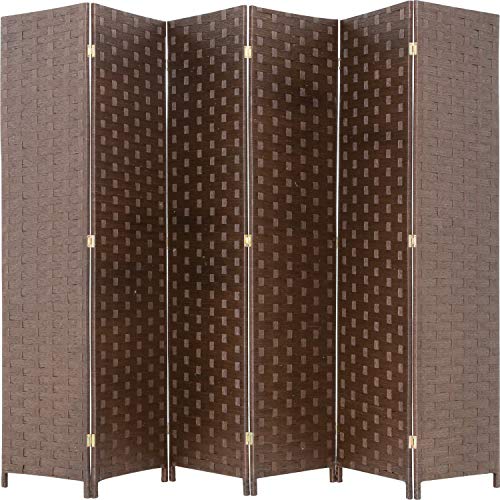 Wood Mesh Woven Design 4 Panel Folding Wooden Screen Room Divider