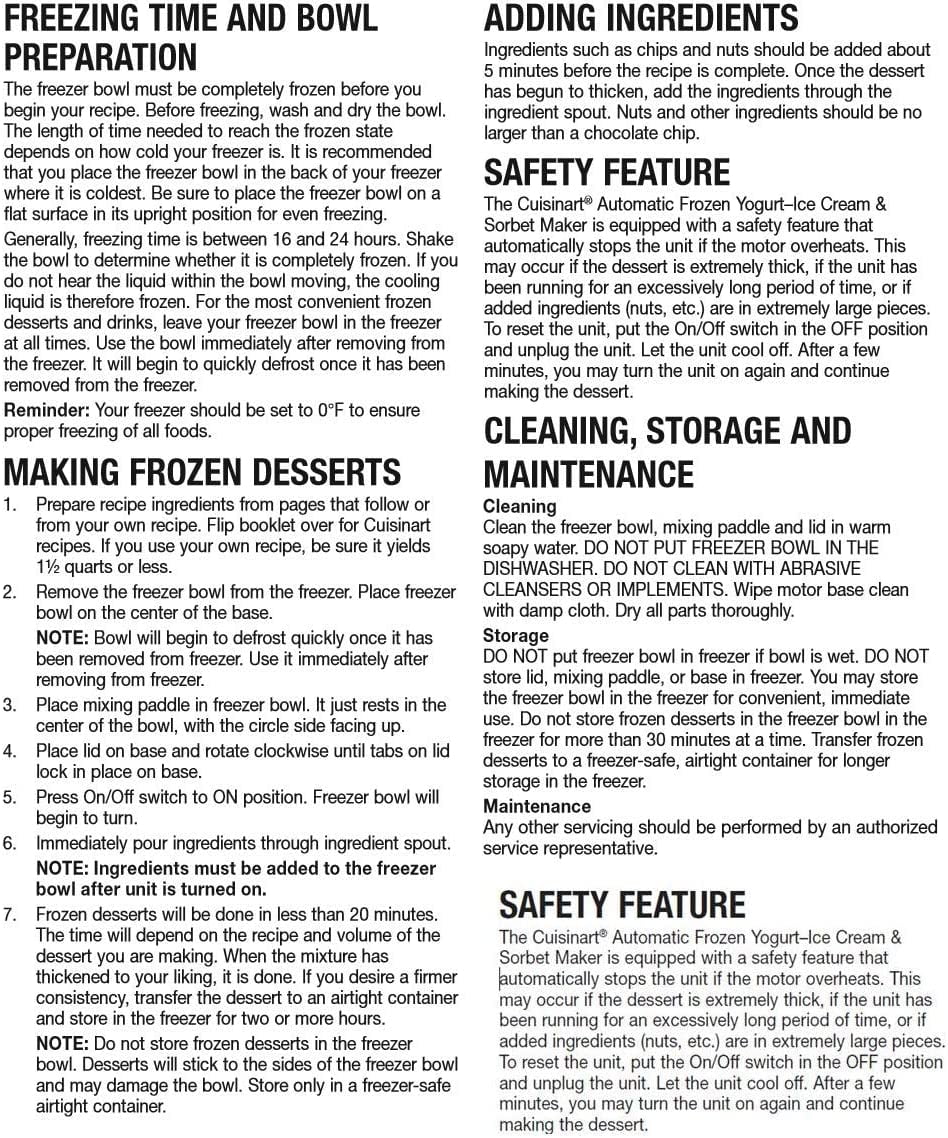 Cuisinart 1.5 Quart Frozen Yogurt ICE-21P1 Ice Cream Maker, Qt, White