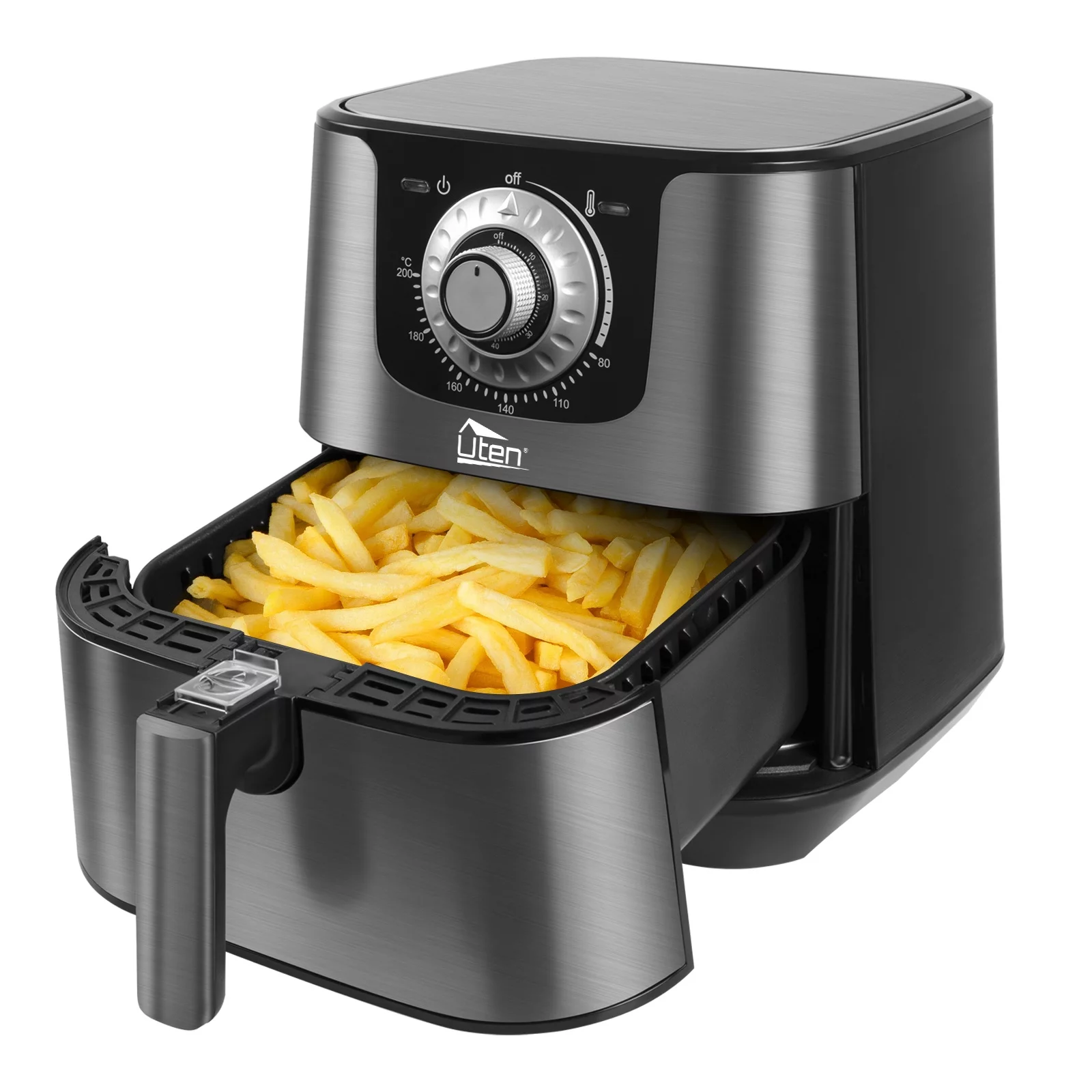 Uten 5.8 Quart Air Fryer, 1700W 8-in-1 Oilless Air Fryer with Non-Stick Basket, Black