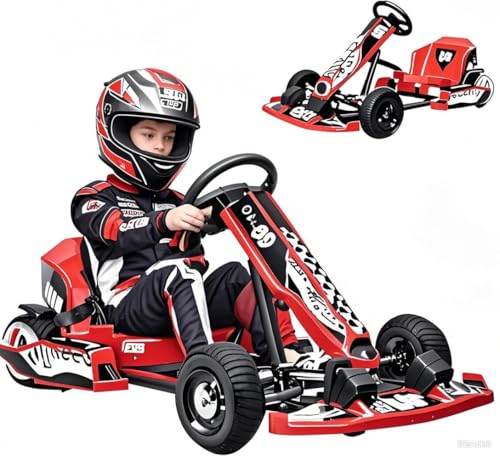 Go Kart for Kids,Electric Drift Go Kart for Kids with 350W Motor, 16MPH, Adjustable Frame,Outdoor Ride on Toy for Adults, Teens