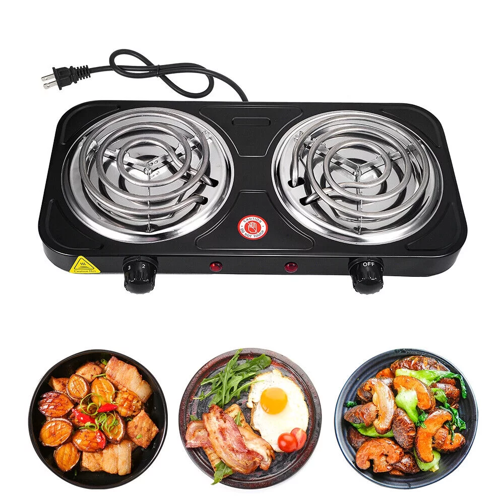 Jahy2Tech  Hot Plate Kitchen Double-burner Electric Stove Multi-turn Heating Tubes Double Multifunction Temperature Control 220v2000W