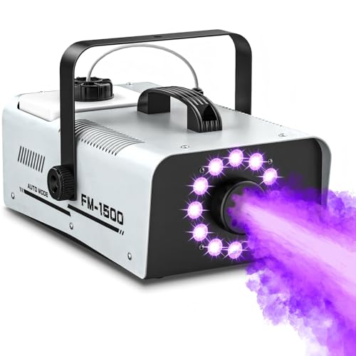 Fog Machine Outdoor Halloween, 1500W 20000CFM Smoke Machine with LED Lights, 2L Tank, 13 Colors & 4 Light Modes, Dual Wireless Remotes, Ideal for Indoor Parties, Stages, Weddings, DJ, Events
