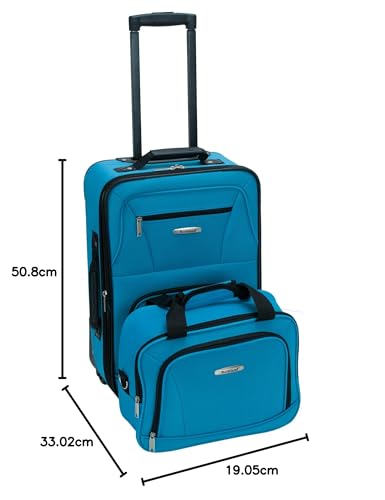 Rockland Fashion Softside Upright Luggage Set, Expandable, Kensington, Black and White, 2-Piece(14/19)