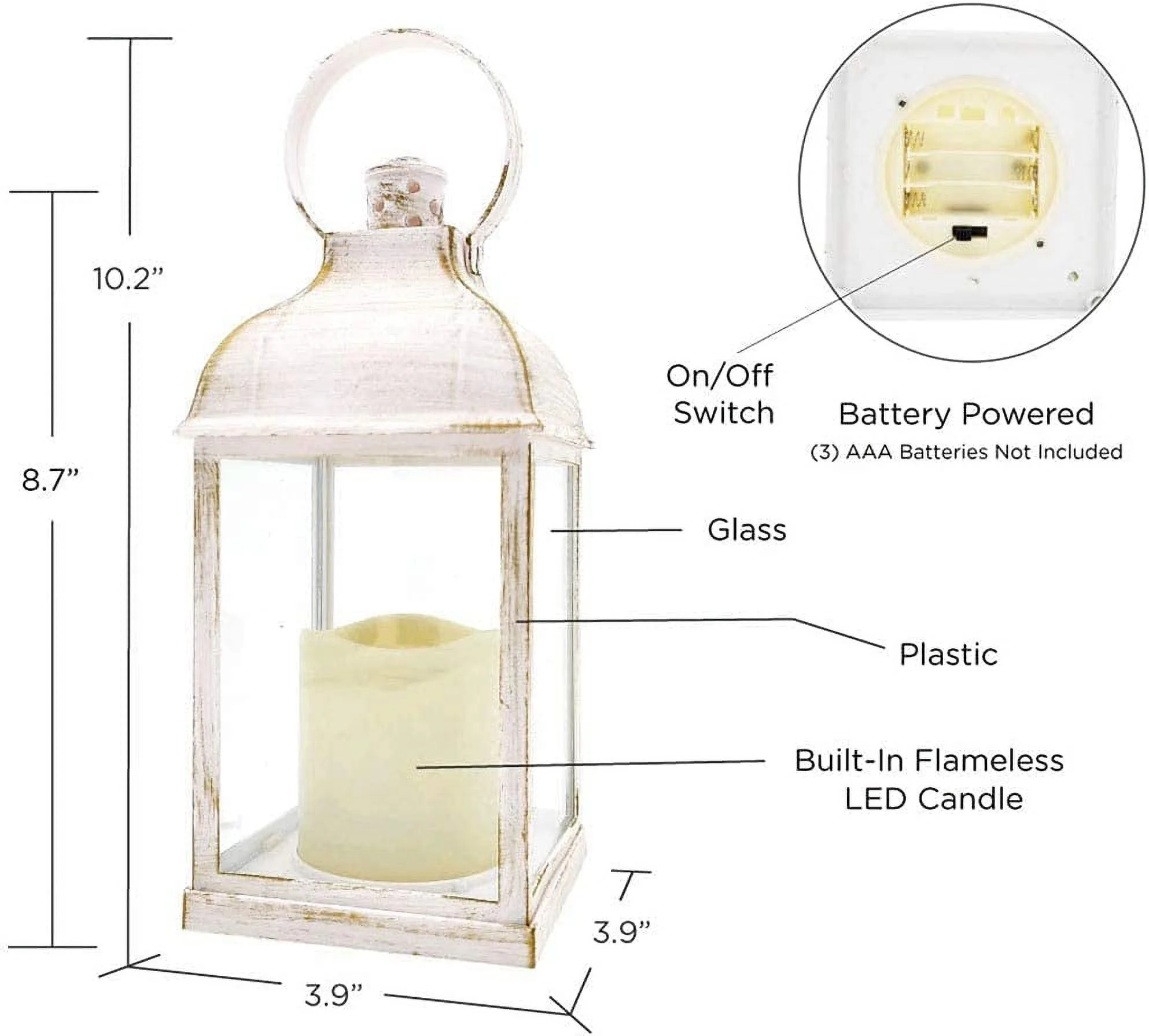 LED Decorative Lanterns - Set of 12 - Kate Aspen Vintage Rustic Home Décor Lantern Tabel Centerpiece for Wedding, Bridal Shower, Anniversary Party - White Marrakesh