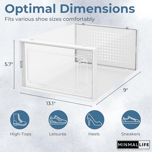 Crystal Clear Container - 6 Pack Shoe Boxes Clear Plastic Stackable, Clear Shoe Boxes - Shoe Bins for Sneakerheads - Sneaker Storage, 13.8