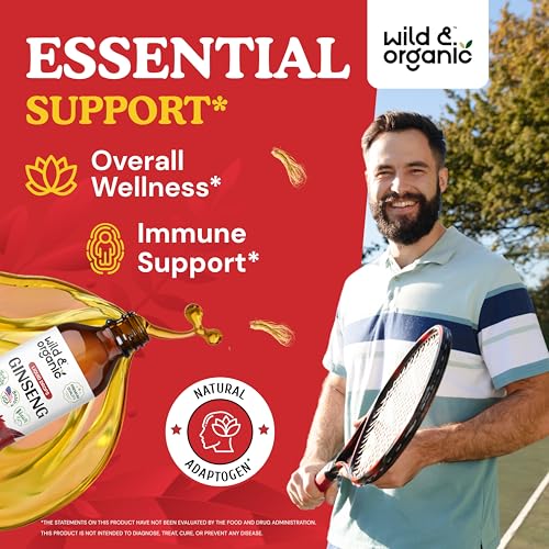 Korean Red Panax Ginseng Liquid Extract - Organic Ginseng Root Drops - Red Ginseng Tincture Complex - Vegan, Alcohol Free Supplement - 4 fl oz