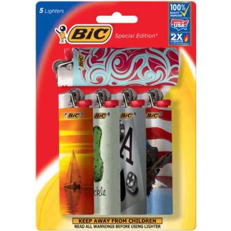 Bic Special Edition Pocket Lighter, Favorites Series – Pack of 5 Lighters (Designs May Vary)