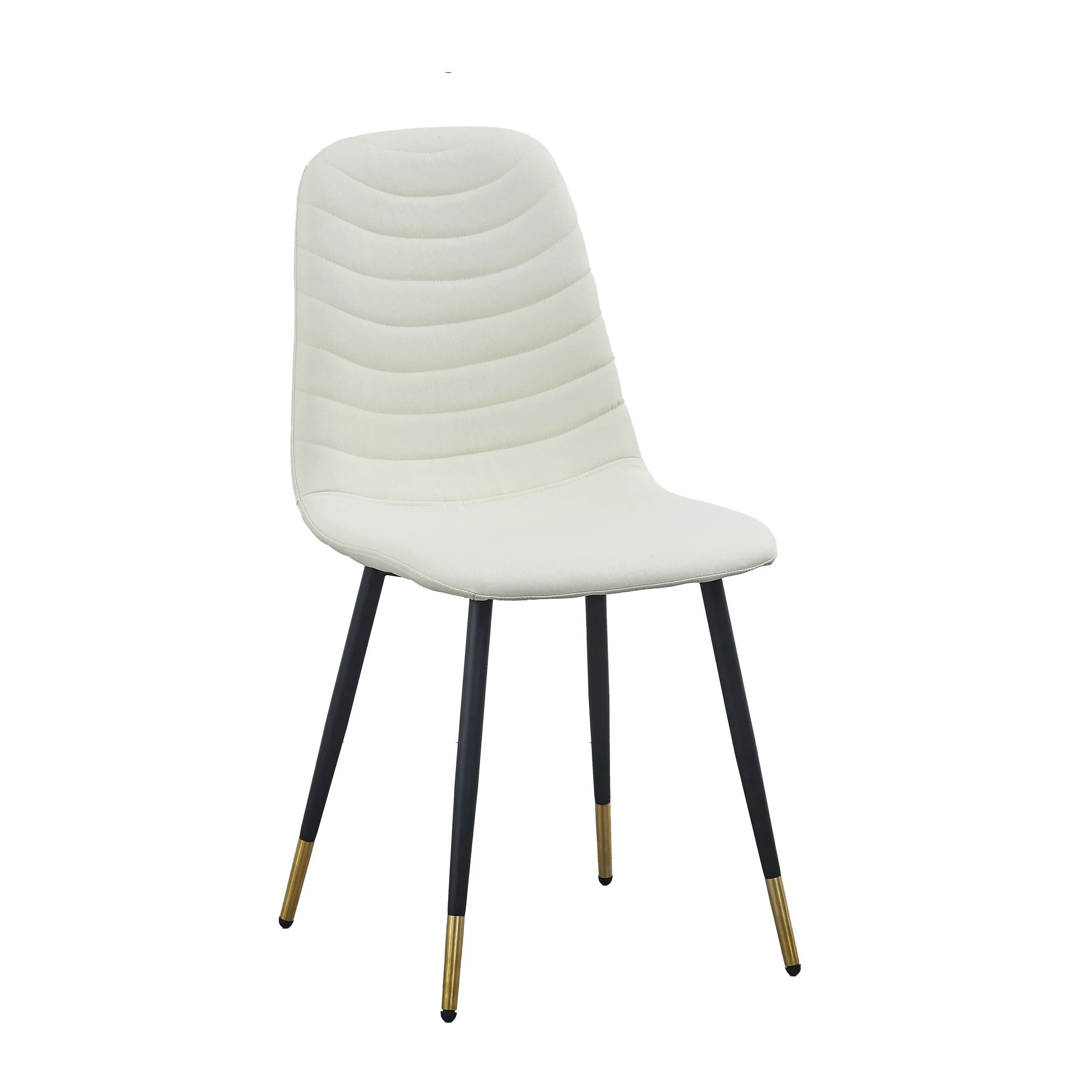 Gem 17 Inch Modern Metal Dining Chairs, Velvet Tufted, Set of 4, White