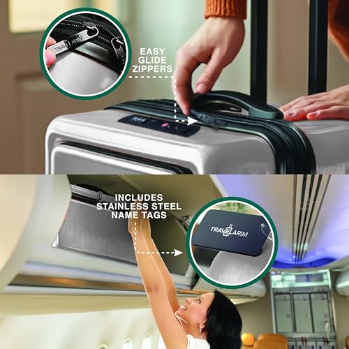 22 Inch Carry On Luggage 22x14x9 Airline Approved, Carry On Suitcase with Wheels, Hard-shell Carry-on Luggage, Durable Luggage Carry-On, Black Small Suitcase with Cosmetic Case