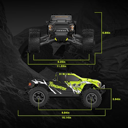 RIAARIO 1/10 Brushless RC Cars, Monster Truck, 50+ MPH, 4WD, Waterproof, Carbon Fiber, Black, Ages 8+