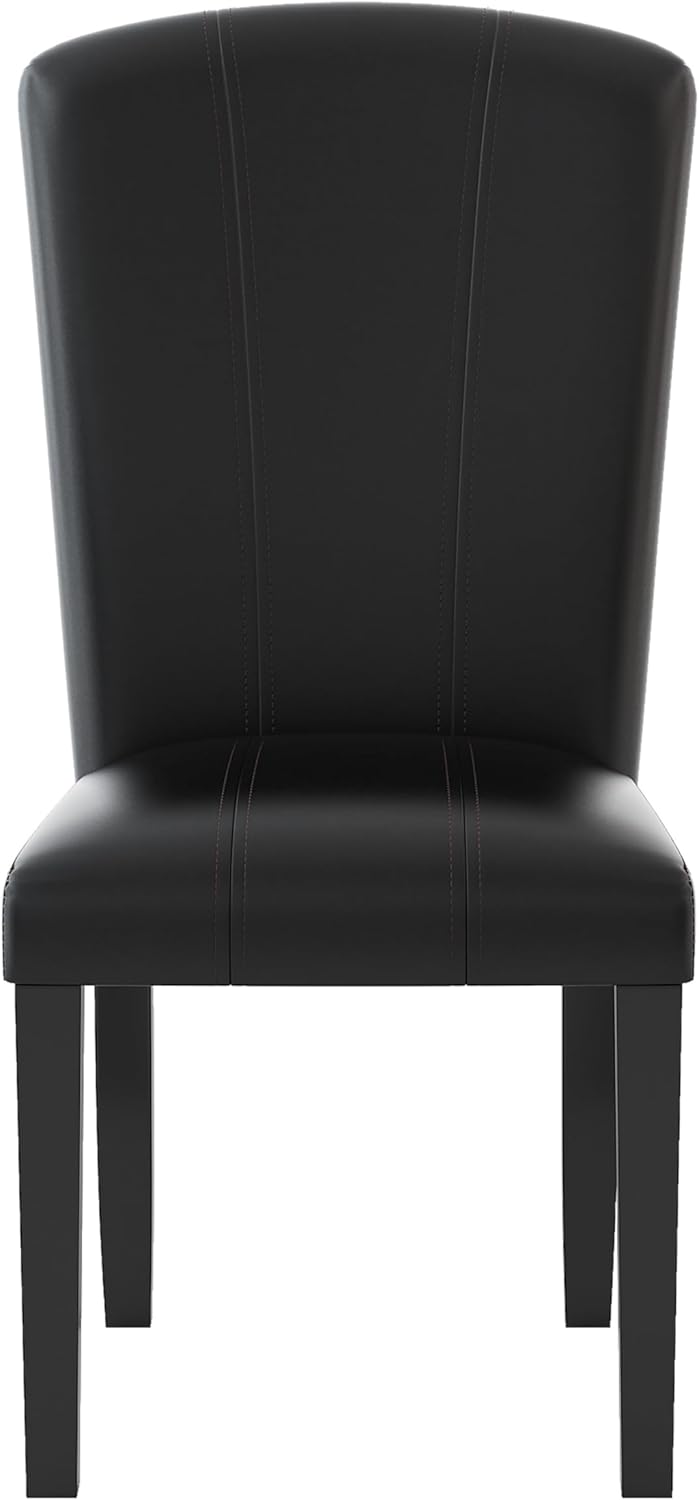 Dark Espresso Finish 5pc Dining Set Genuine Marble Top Table and 4 Chairs Faux Leather Upholstery Dining Kitchen Set Wooden Furniture