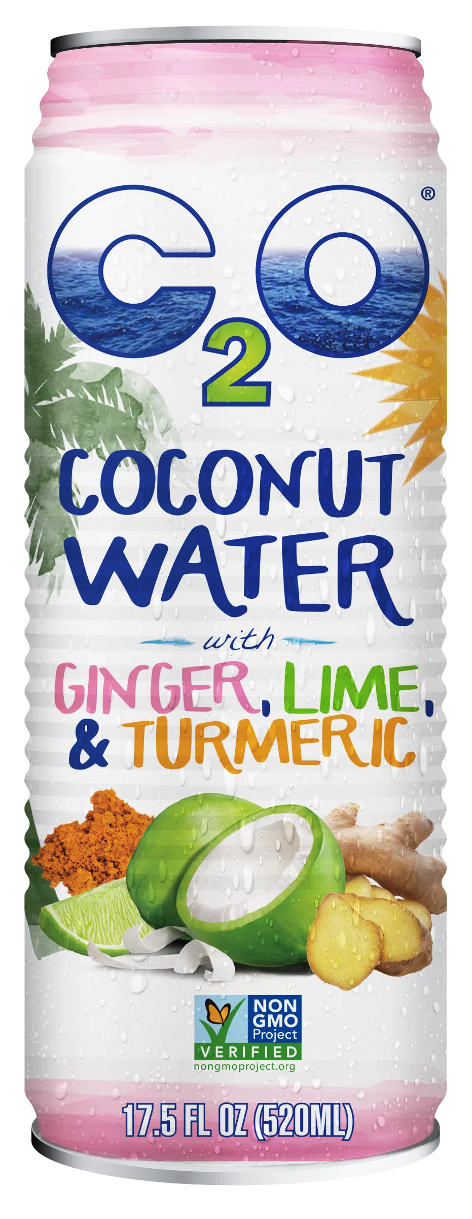 C2O Pure Coconut Water with Ginger, Lime and Turmeric, 17.5 fl oz, 12 Pack