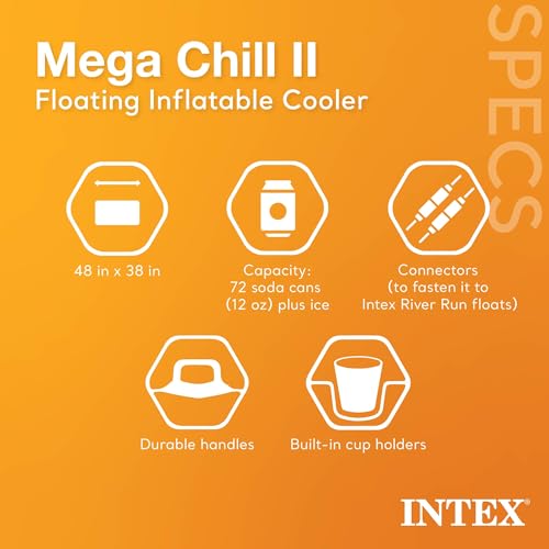 Intex Inflatable Mega Chill II 72 Can Beverage Cooler Float with Lid, 2 Pack