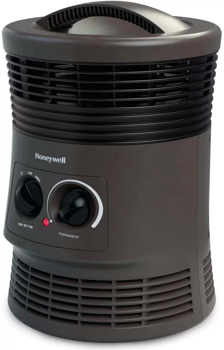 Honeywell HHF360V 360 Degree Surround Fan Forced Heater with Surround Heat Output Charcoal Grey Energy Efficient Portable Heater with Adjustable Thermostat & 2 Heat Settings
