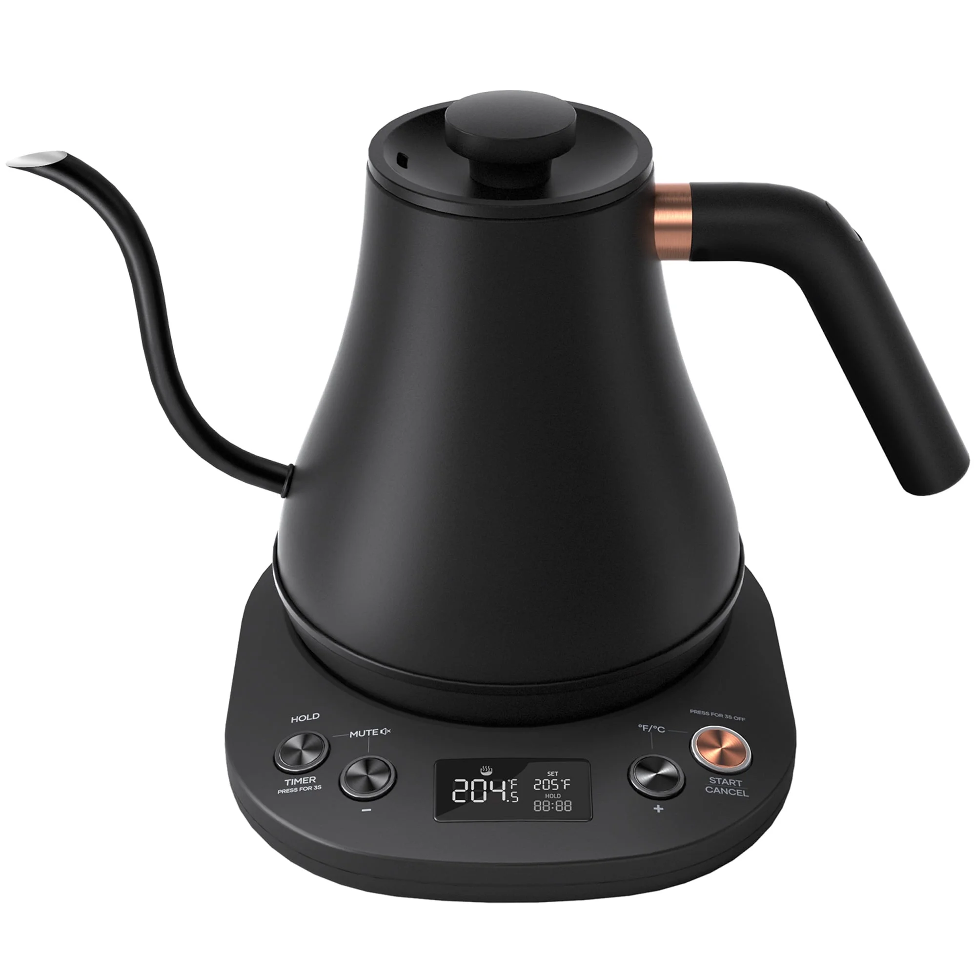 Mecity Electric Gooseneck Kettle: LCD Display, Auto Shut-Off, Temperature Control, Quick Heating Tea Pot - 0.8L, 1200W, Matt Black